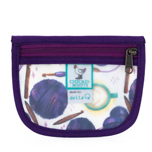 della Q Chicken Boots Stitch Marker Pouch - Coffee and Yarn Purple