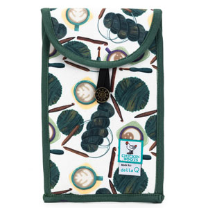 della Q Chicken Boots Accordion Circular Needle Pouch - Coffee and Yarn Green