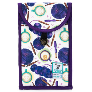 della Q Chicken Boots Accordion Circular Needle Pouch - Coffee and Yarn Purple