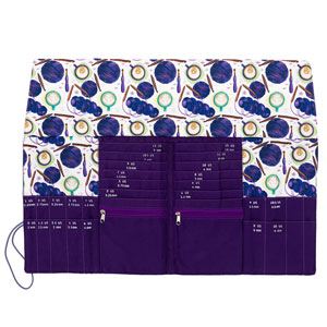 della Q DPN + Circular Case - 1136-1 - Fabric Print Collection - Coffee and Yarn Purple