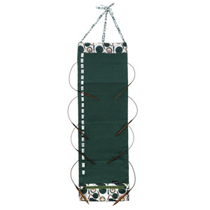 della Q Hanging Circular Needle Organizer - 142-1 - Fabric Print Collection - Coffee and Yarn Green