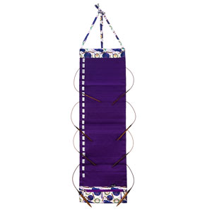 della Q Hanging Circular Needle Organizer - 142-1 - Fabric Print Collection - Coffee and Yarn Purple