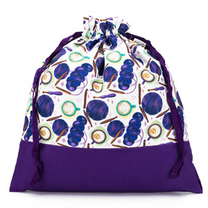 della Q Large Eden Project Bag - 119-2 - Fabric Print Collection - Coffee and Yarn Purple