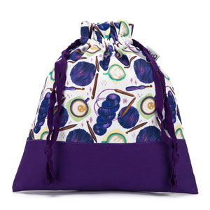 della Q Small Eden Project Bag - 115-1 - Fabric Print Collection - Coffee and Yarn Purple