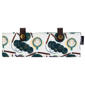della Q Sock Needle Keeper - 1201-1 - Fabric Print Collection - Coffee and Yarn Green