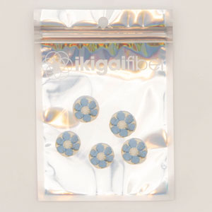 Ikigai Fiber Sew On Crystals & Buttons - Embroidered Blue Flower Button