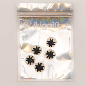 Ikigai Fiber Sew On Crystals & Buttons - Embroidered Black Star Button