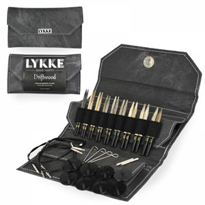Lykke Birchwood Interchangeable Needle Sets - Driftwood - Grey Case - 3.5" Tips US 3-10.5