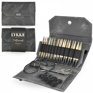 Lykke Birchwood Interchangeable Needle Sets - Driftwood - Grey Case - 5" Tips US 4-17