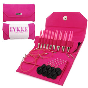Lykke Birchwood Interchangeable Needle Sets - Blush - Pink Case - 3.5" Tips US 3-10.5