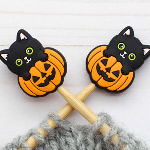 Fox & Pine Stitches Stitch Stoppers/  Point Protector - Cat in Pumpkin