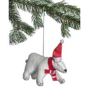 Silk Road Bazaar Handmade Felt Ornaments - Polar Bear