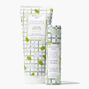 Beekman 1802 Goat Milk Hand Cream and Lip Balm Set - Glacial Mint & Eucalyptus