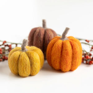 Felted Sky Sculpting With Wool Needle Felting Kits - Pumpkin Trio Mini