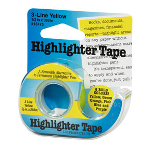 Lee Products Highlighter Tape - Yellow