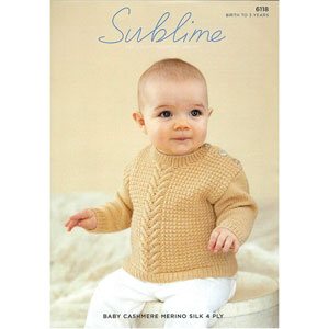 Sublime Patterns - Baby Cashmere Merino Silk 4 ply Patterns - 6118 Sweater - PDF DOWNLOAD