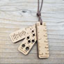Katrinkles Knit Jewelry  - Tiny Tool Pendant Necklace- Brown
