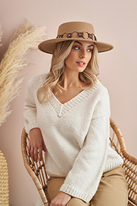 Rowan MODE at Rowan - Soft Boucle & Merino Aria - V Neck Sweater - PDF DOWNLOAD